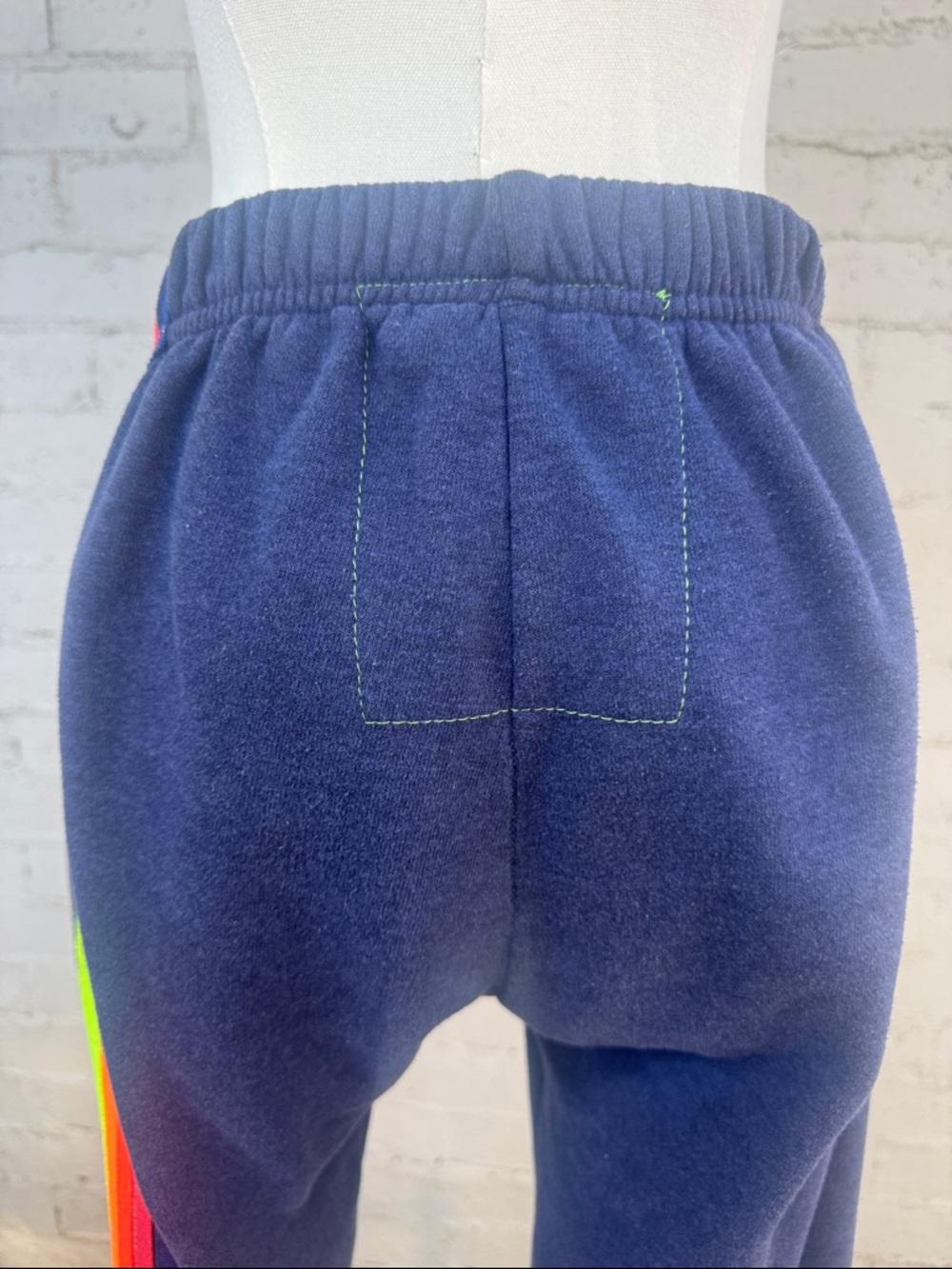 Aviator Nation 5 Stripe Sweatpants Heather Navy Neon Rainbow Size S - Picture 10 of 14
